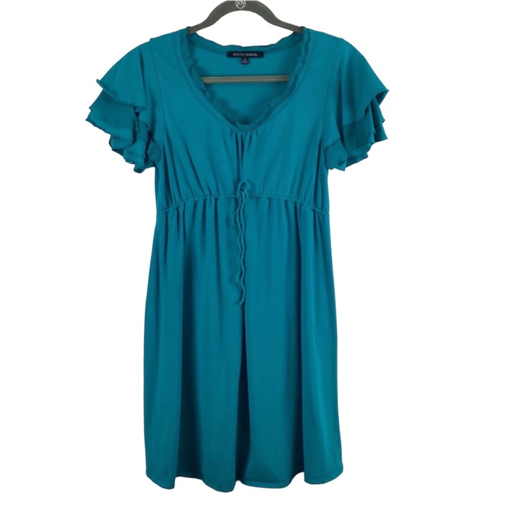 Moody Mamas Teal Knit Maternity Dress Size Medium